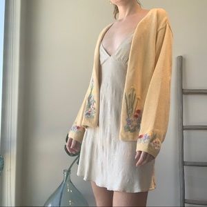 Feminine pastel yellow embroidered cardigan SOLD